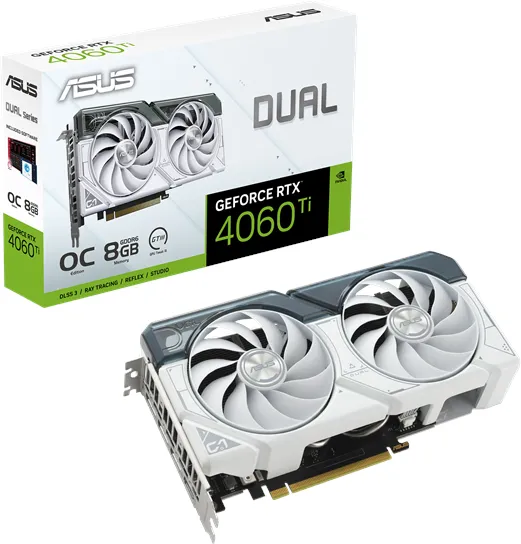 ASUS GeForce RTX 4060 Ti DUAL OC White - 8GB GDDR6 RAM - Grafikkarte