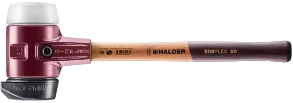 SIMPLEX Schonhammer mit Gussstahlgehäuse und Holzstiel, Ø 80, Gummimischung mit "Stand-Up"/ Superplastik