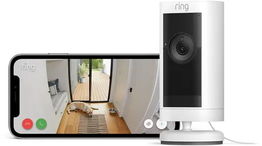 Ring Stick Up Cam Pro Außensicherheitskamera mit Netzstecker, Weiß